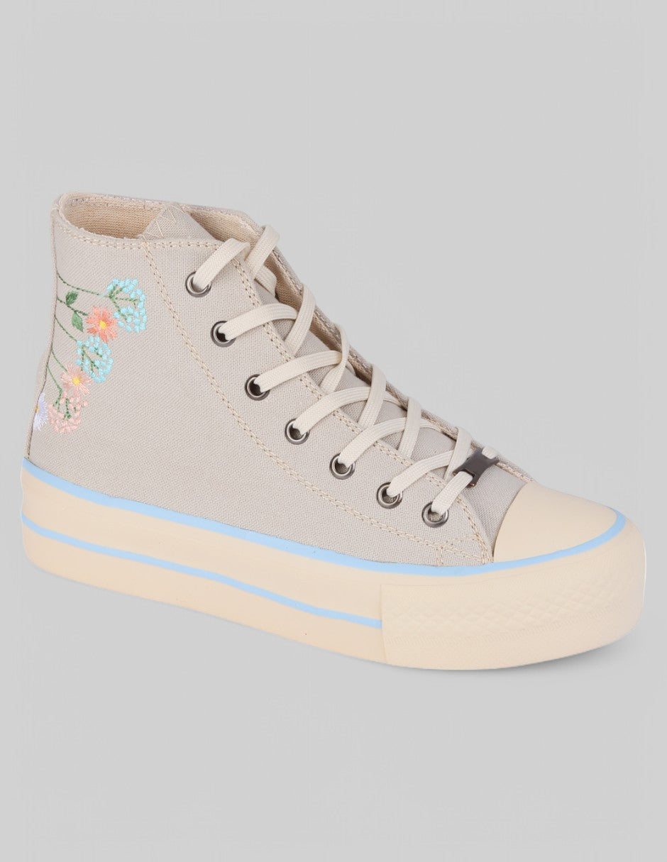 Tenis botín Exterior Textil Color Beige Para Mujer De RBCOLLECTION