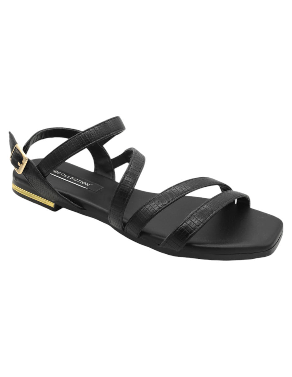 Sandalias de piso Exterior Piel vegana Color Negro Para Mujer De RBBASICS