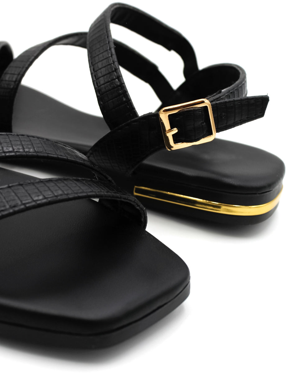 Sandalias de piso Onne en Piel vegana – Negro