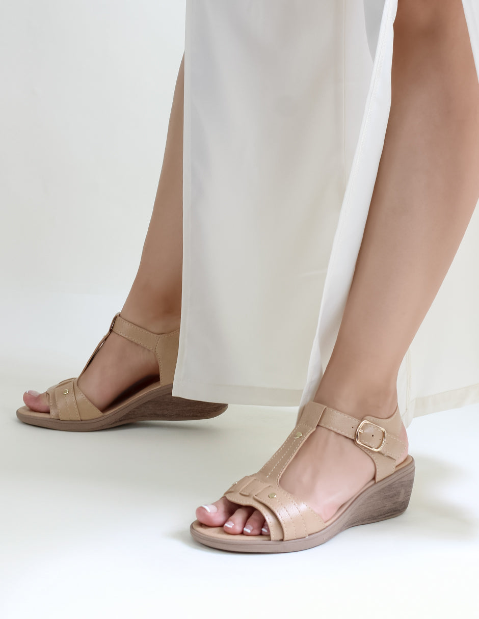 Sandalias con plataforma Onne en Piel vegana – Café
