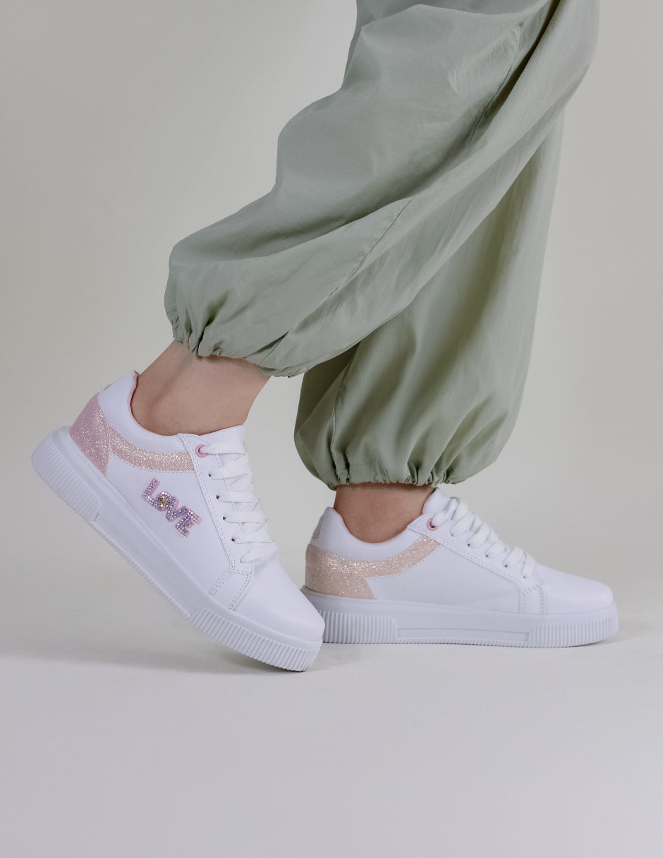 Tenis con cordones Lady Sintético - Blanco