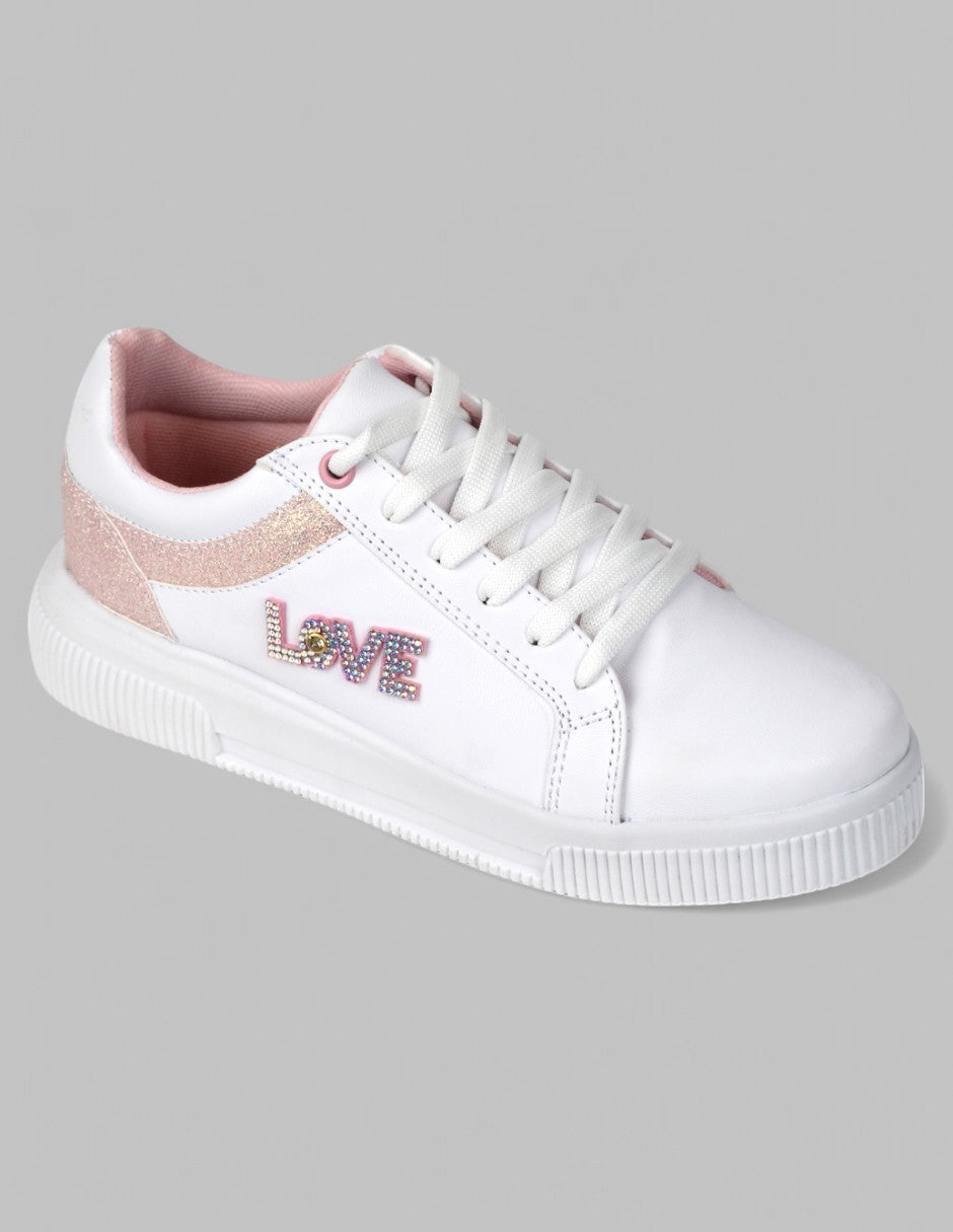 Tenis con cordones Lady Sintético - Blanco