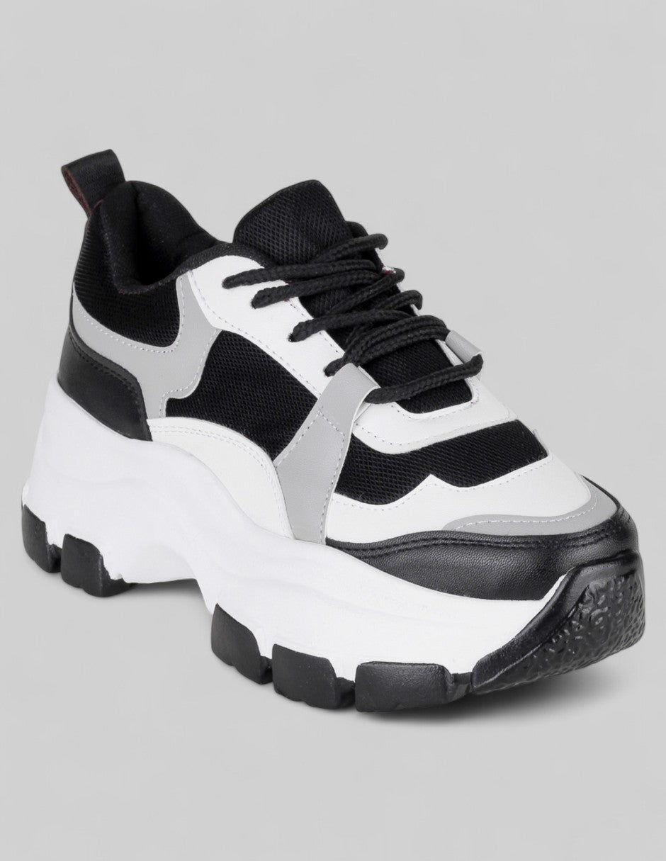 Tenis tipo deportivo  Chunk en Piel vegana – Gris