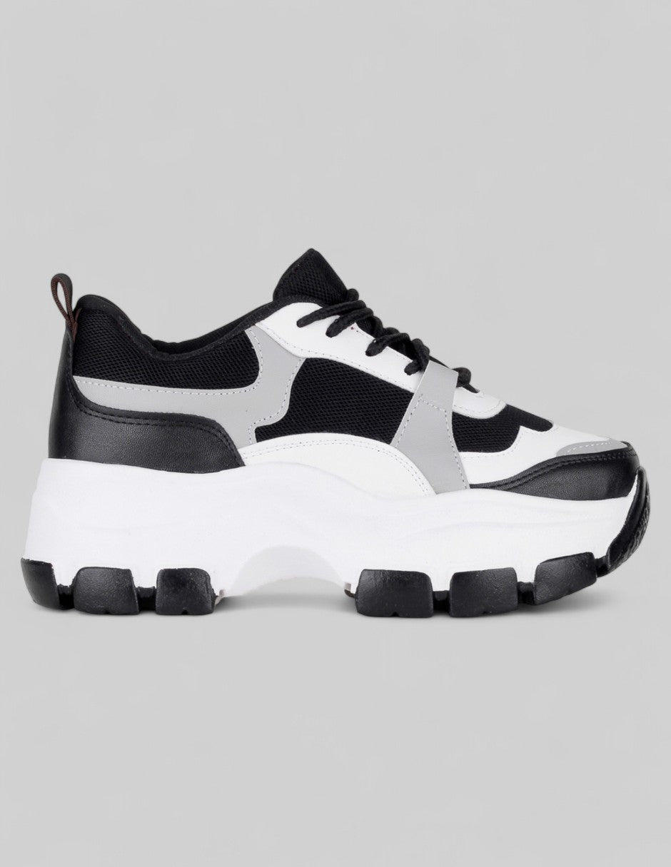 Tenis tipo deportivo  Chunk en Piel vegana – Gris