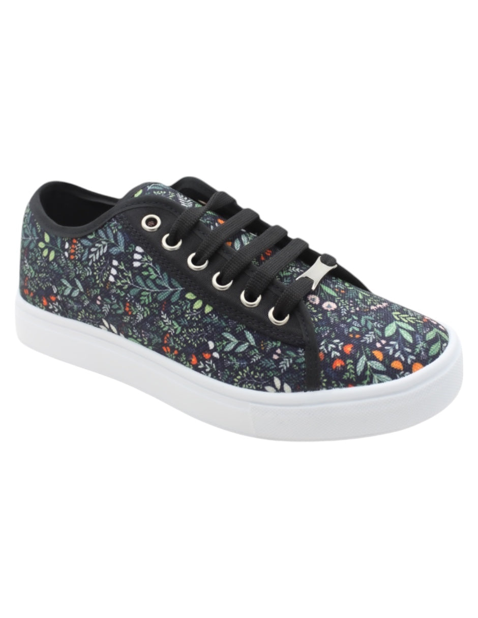 Tenis con cordones Exterior Textil Color Negro Para Mujer De RBCOLLECTION