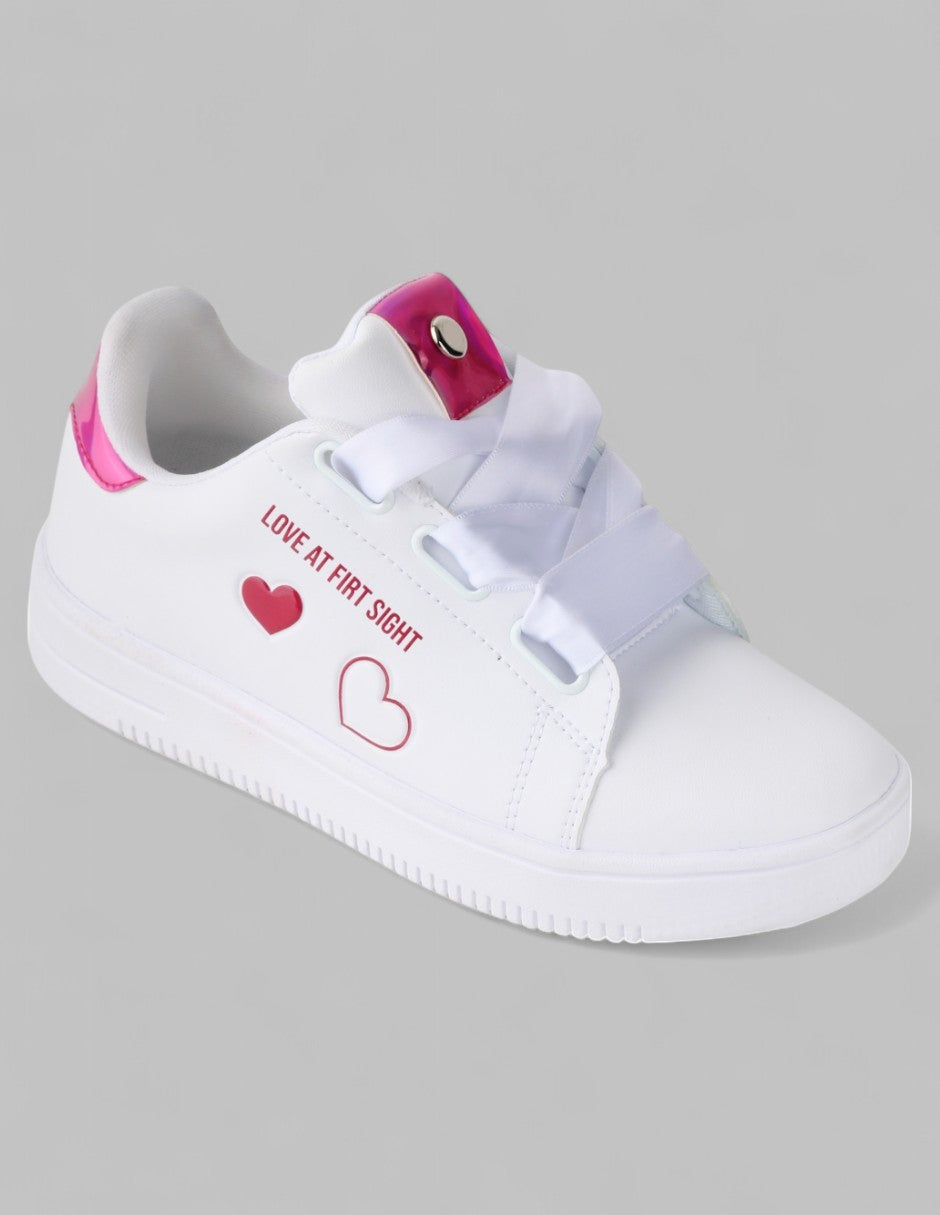 Tenis con cordones Love Sintético - Blanco
