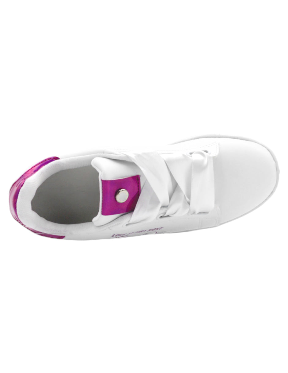 Tenis con cordones  LOVE en Piel vegana – Blanco