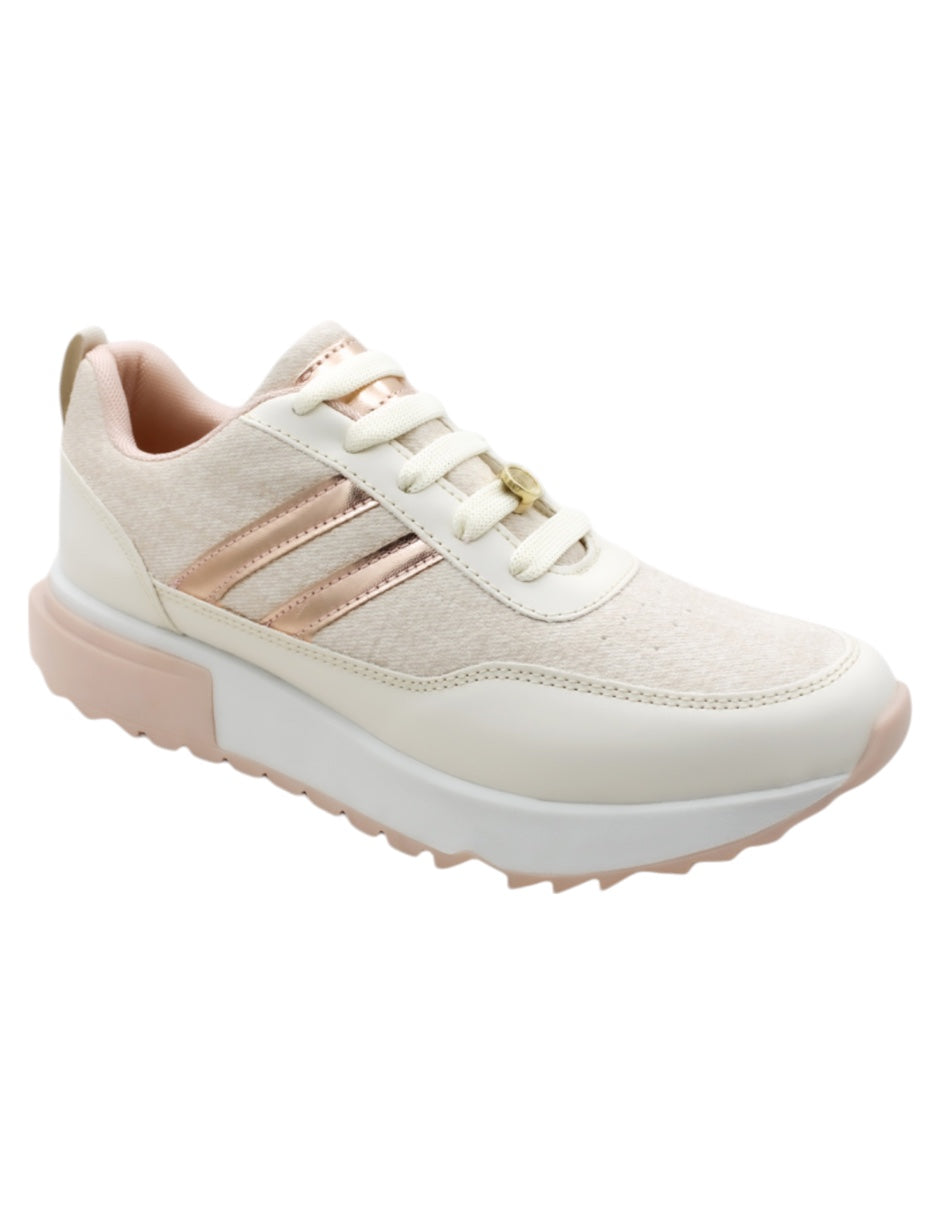 Tenis tipo deportivo Exterior Textil Color Beige  Para Mujer De RBCOLLECTION