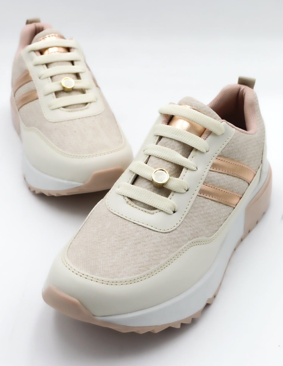 Tenis tipo deportivo  GLAM en Textil – Beige