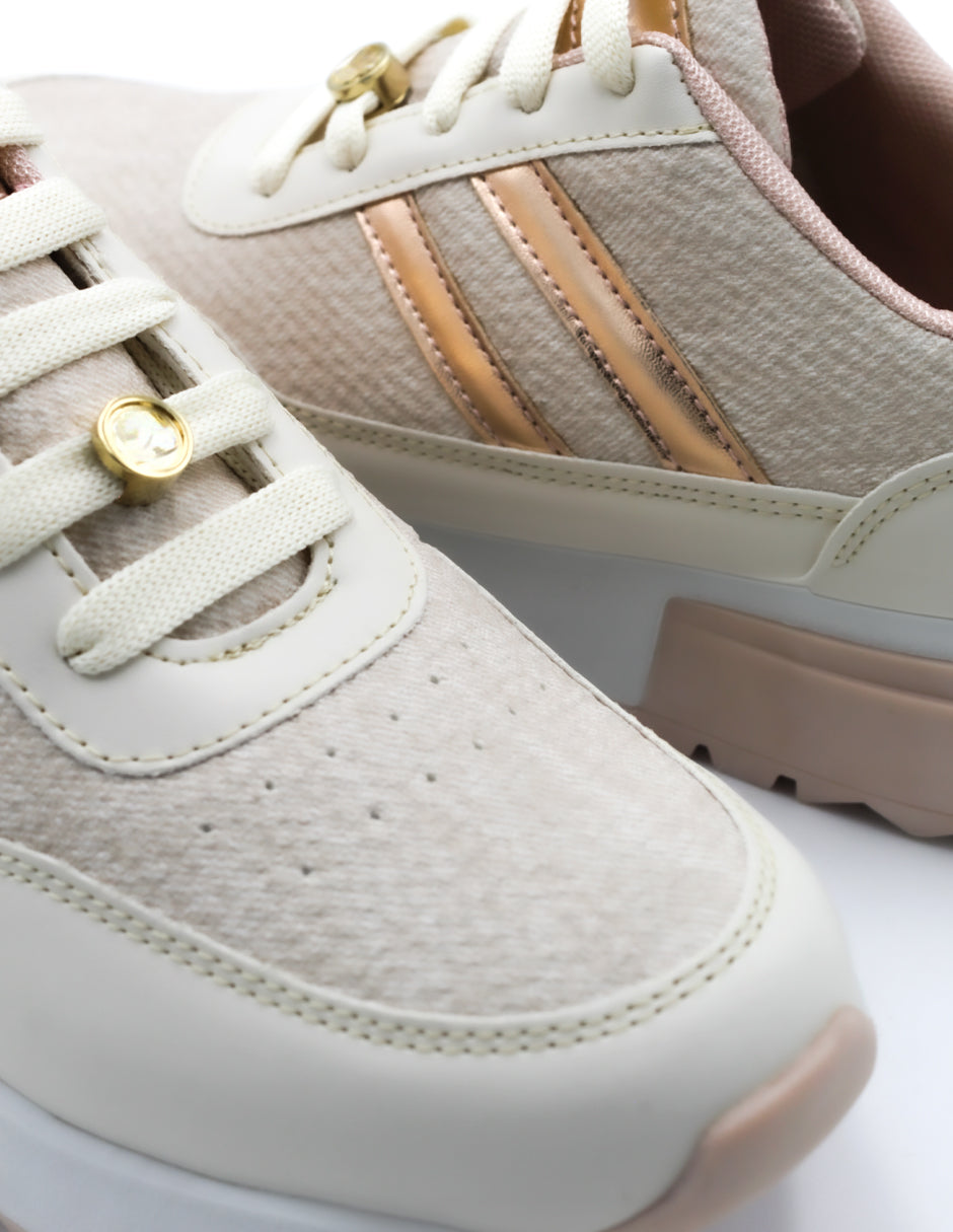 Tenis tipo deportivo  GLAM en Textil – Beige