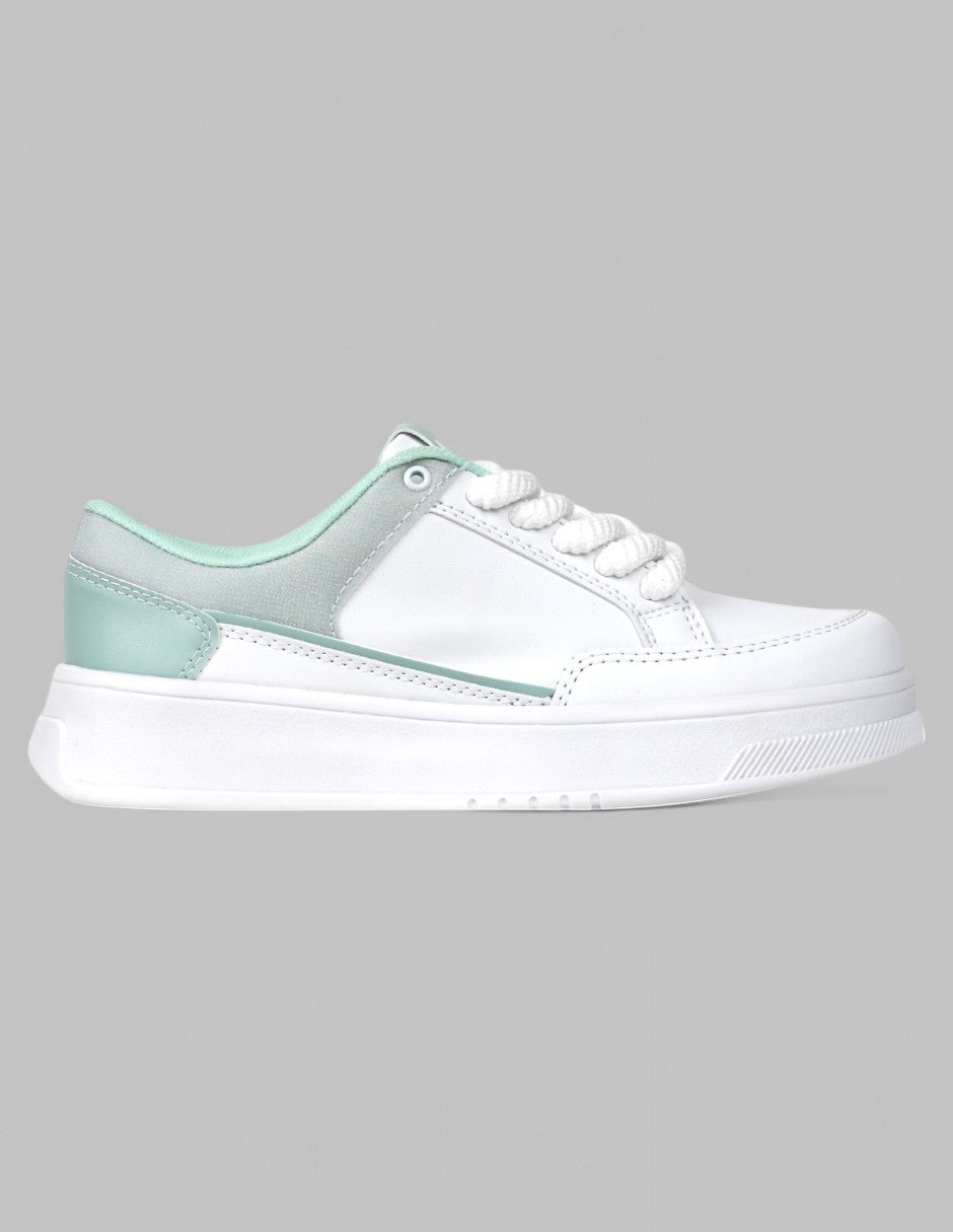 Tenis con cordones Exterior Piel vegana Color Blanco Para Mujer De RBCOLLECTION