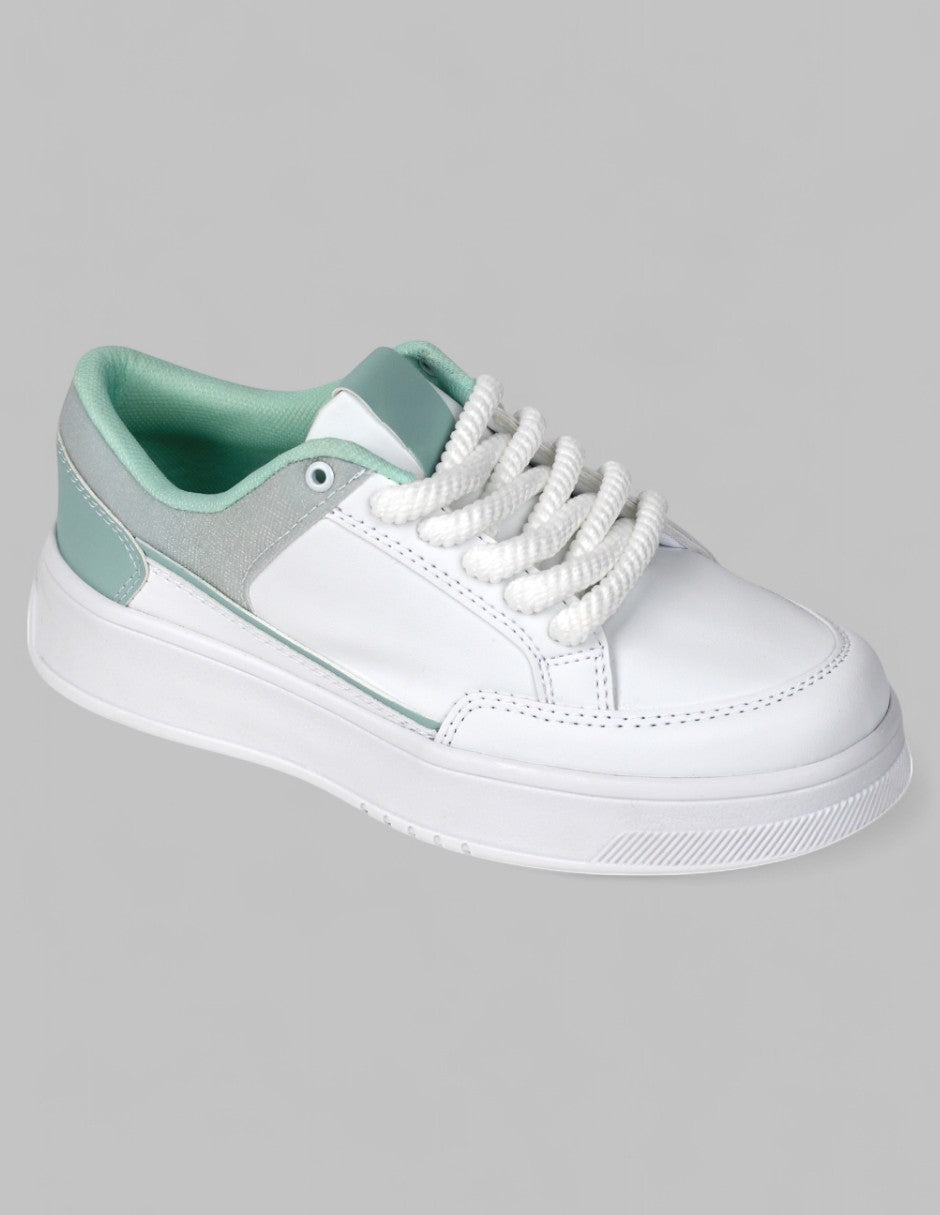 Tenis con cordones Lady Piel vegana - Blanco
