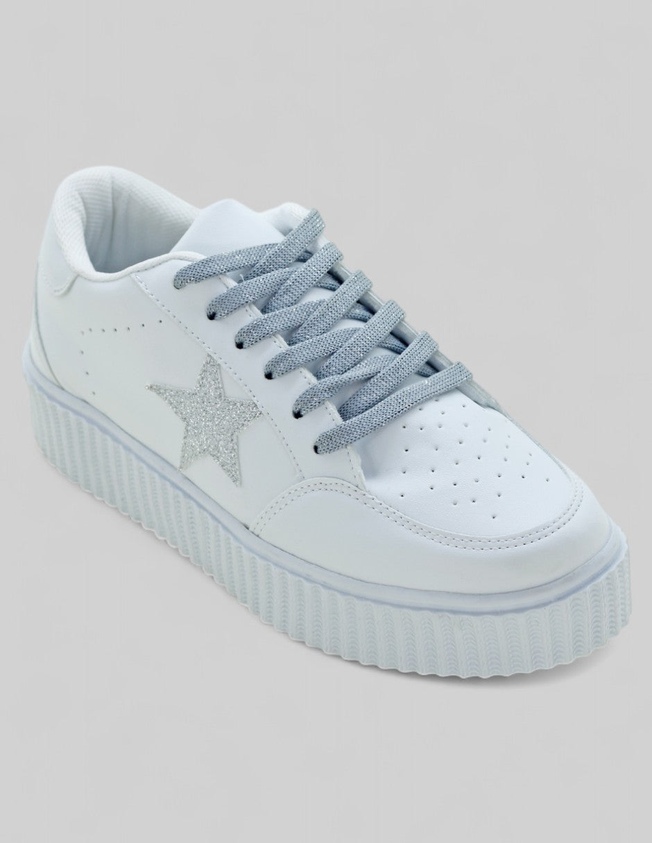 Tenis con cordones Exterior Piel vegana Color Blanco Para Mujer De RBCOLLECTION