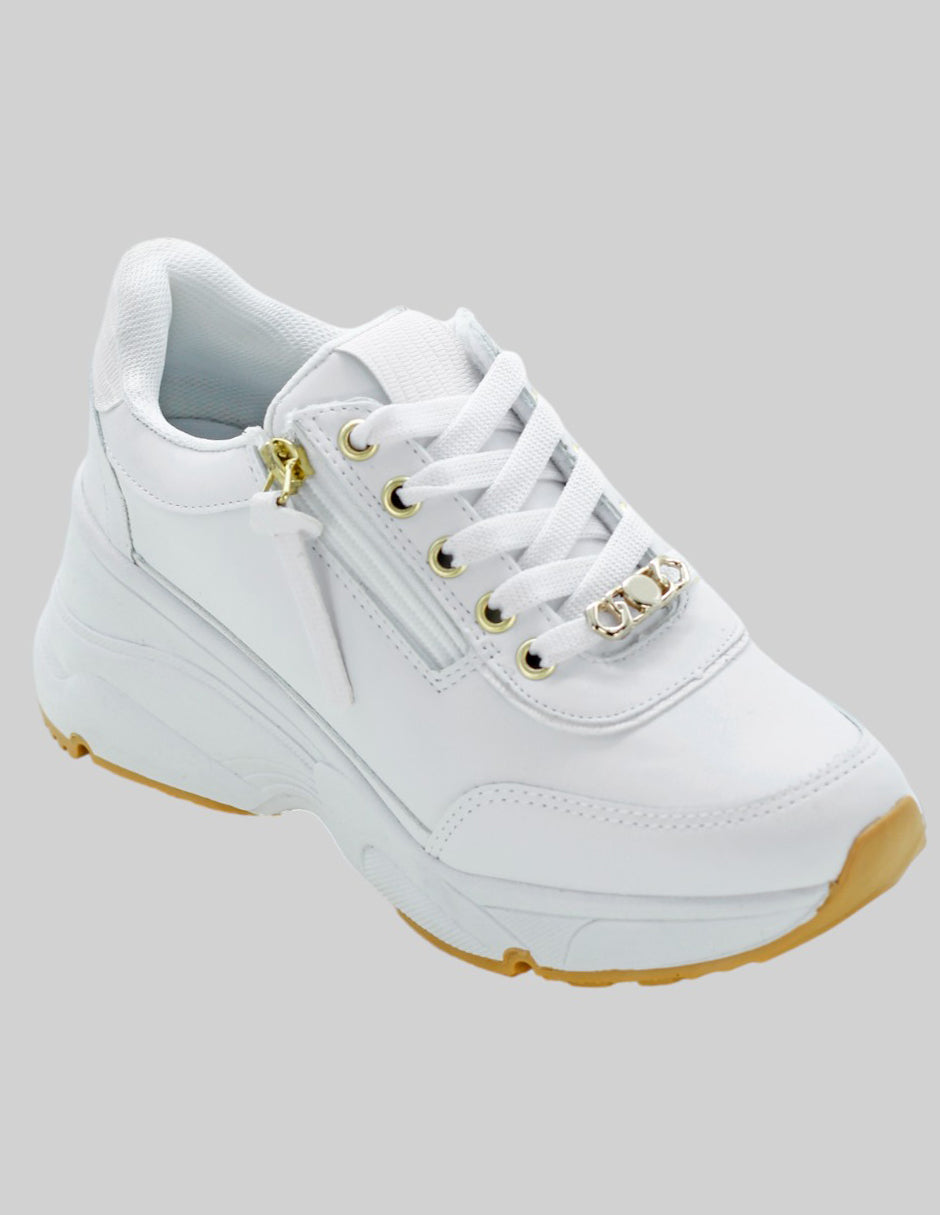 Tenis tipo Deportivo Exterior Piel vegana Color Blanco Para Mujer De RBCOLLECTION