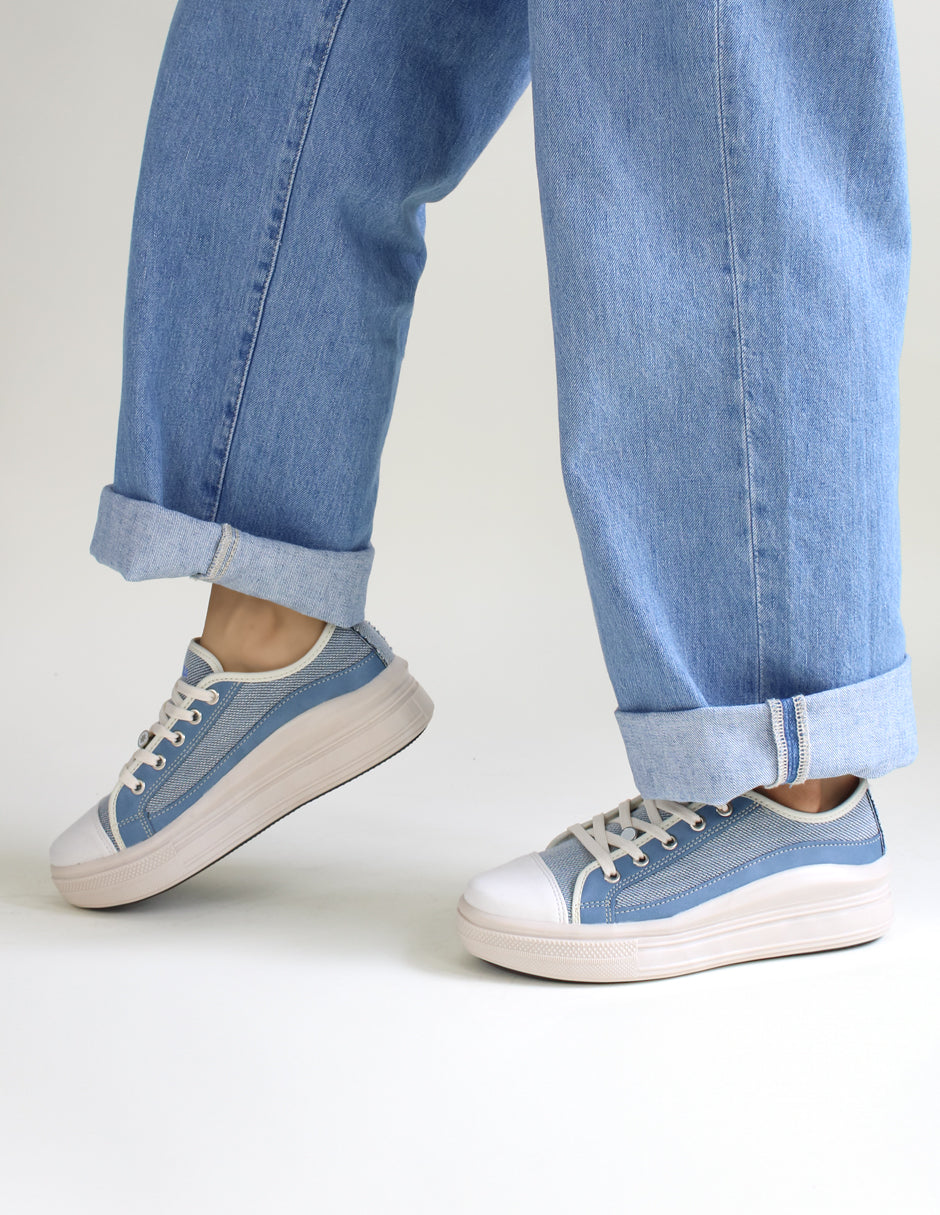 Tenis con cordones  Denim en Textil – Azul