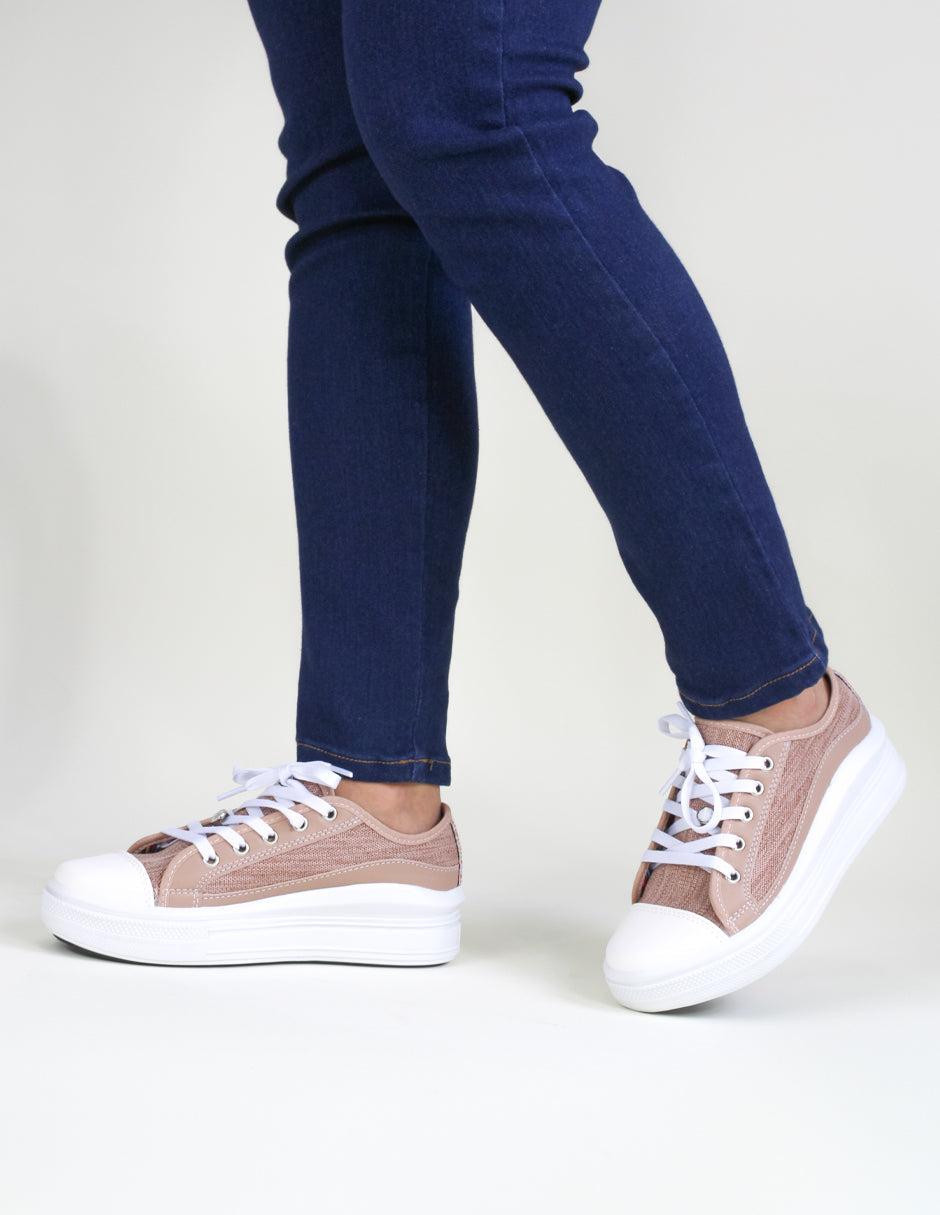 Tenis con cordones  Denim en Textil – Café