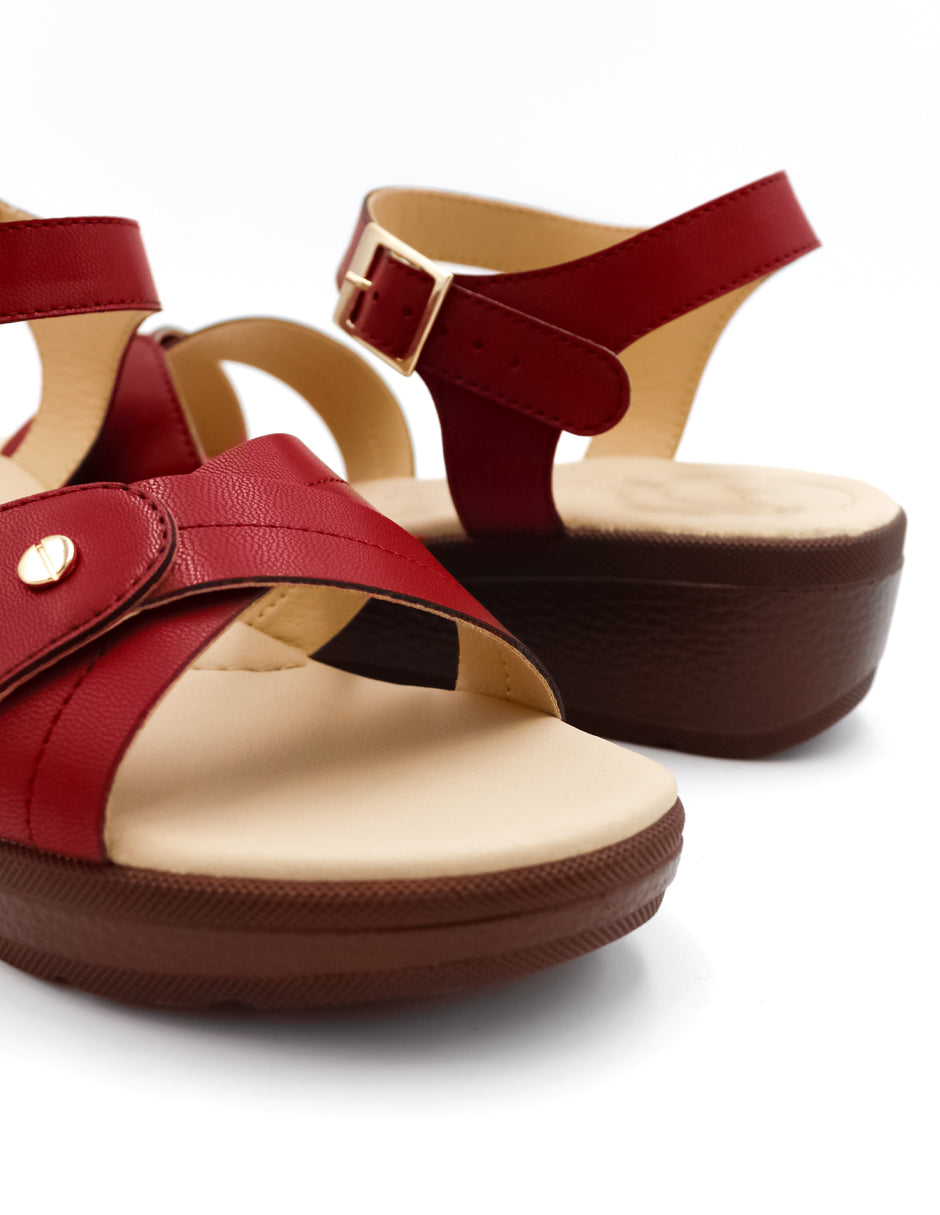 Sandalias con plataforma Pou en Piel vegana – Rojo