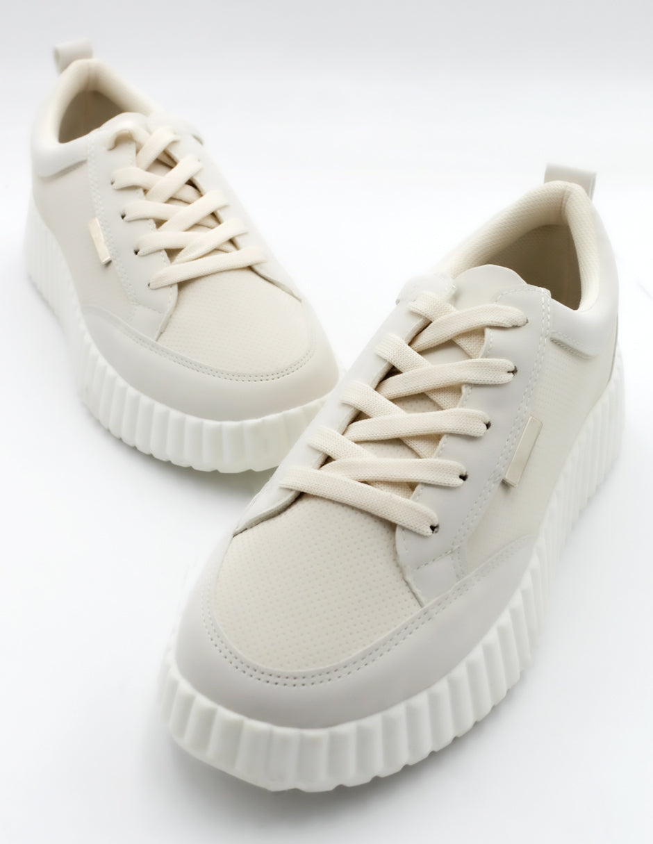 Tenis con cordones  NANCY en Textil – Rojo