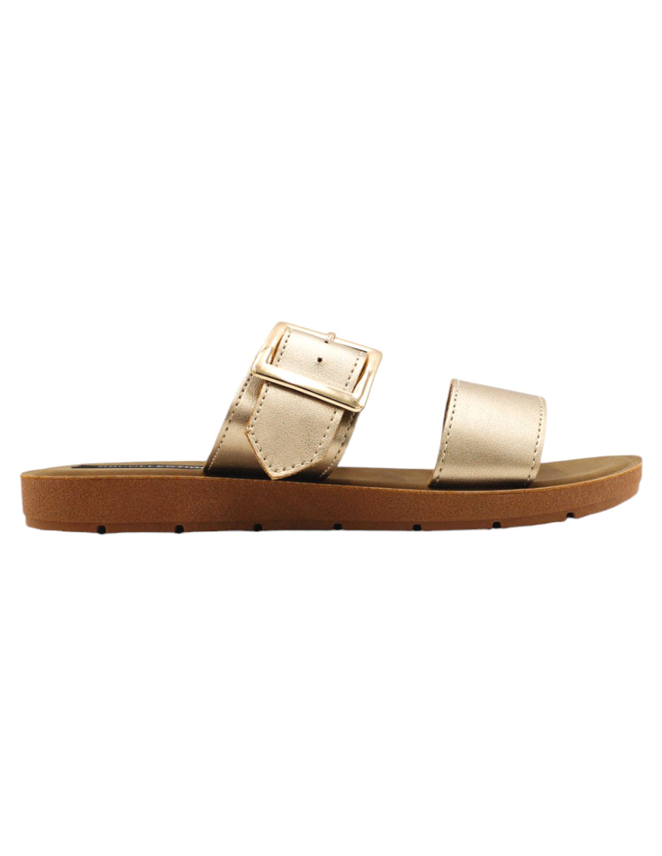 Sandalias de piso  en Piel vegana – Dorado