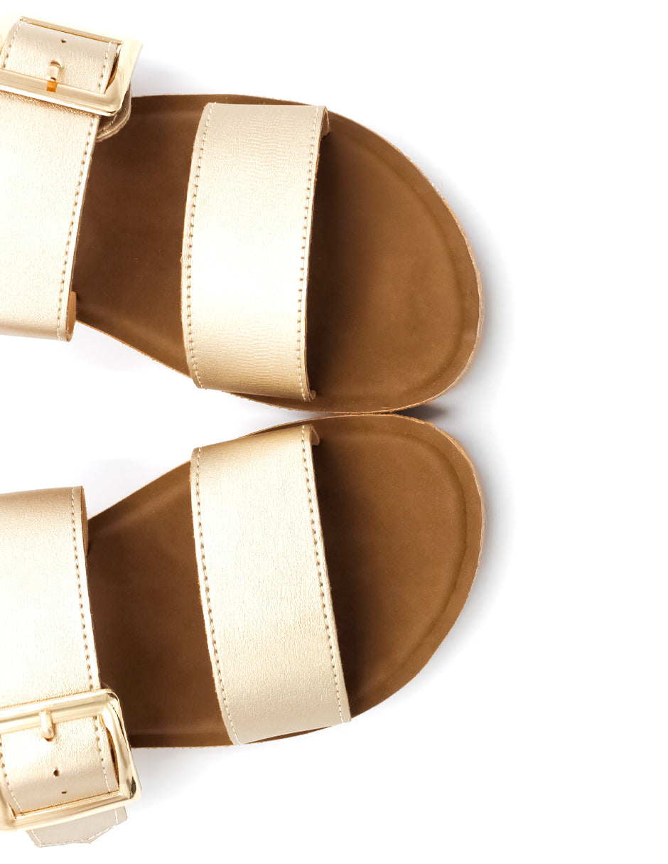 Sandalias de piso  en Piel vegana – Dorado