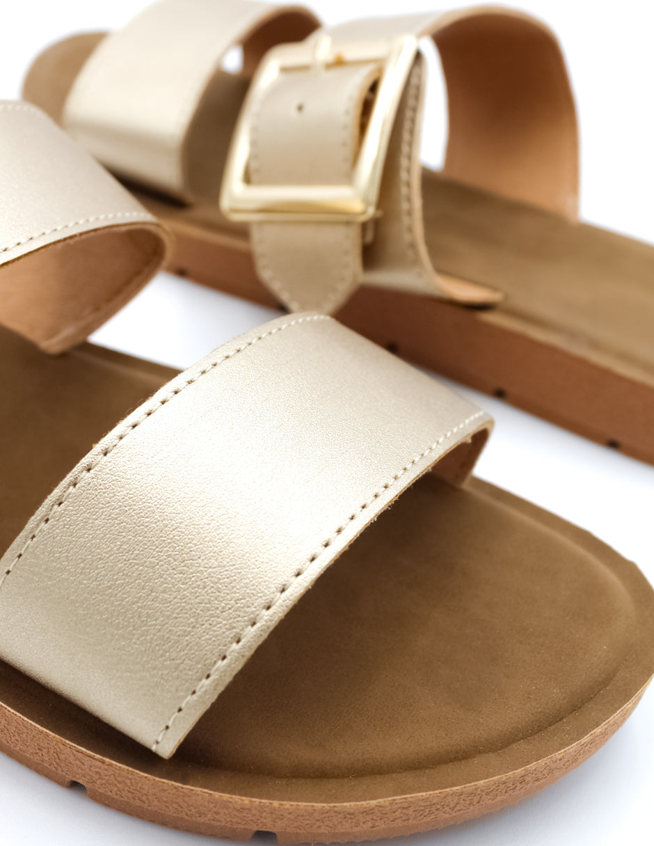 Sandalias de piso  en Piel vegana – Dorado