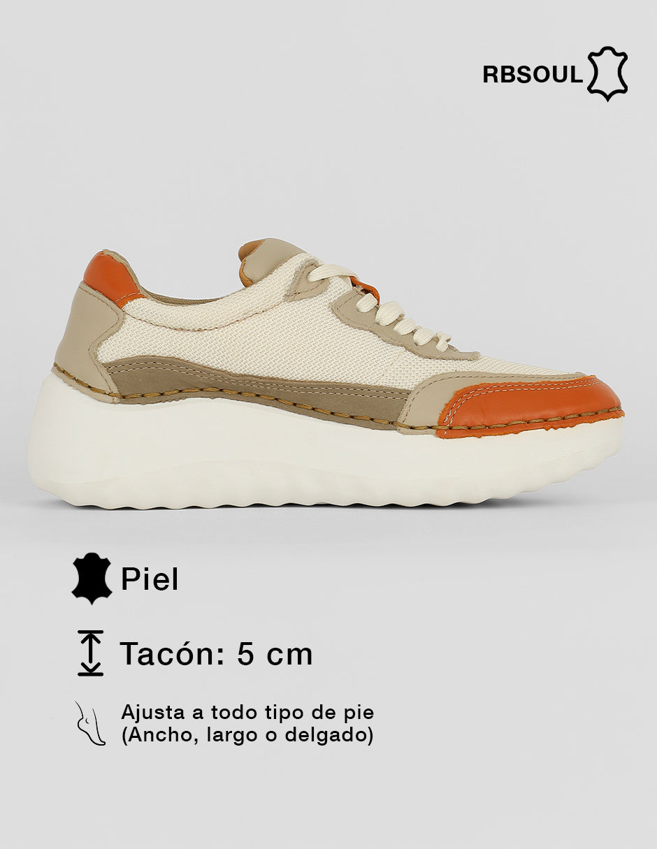 Tenis con cordones  Hand made en PIEL – Beige