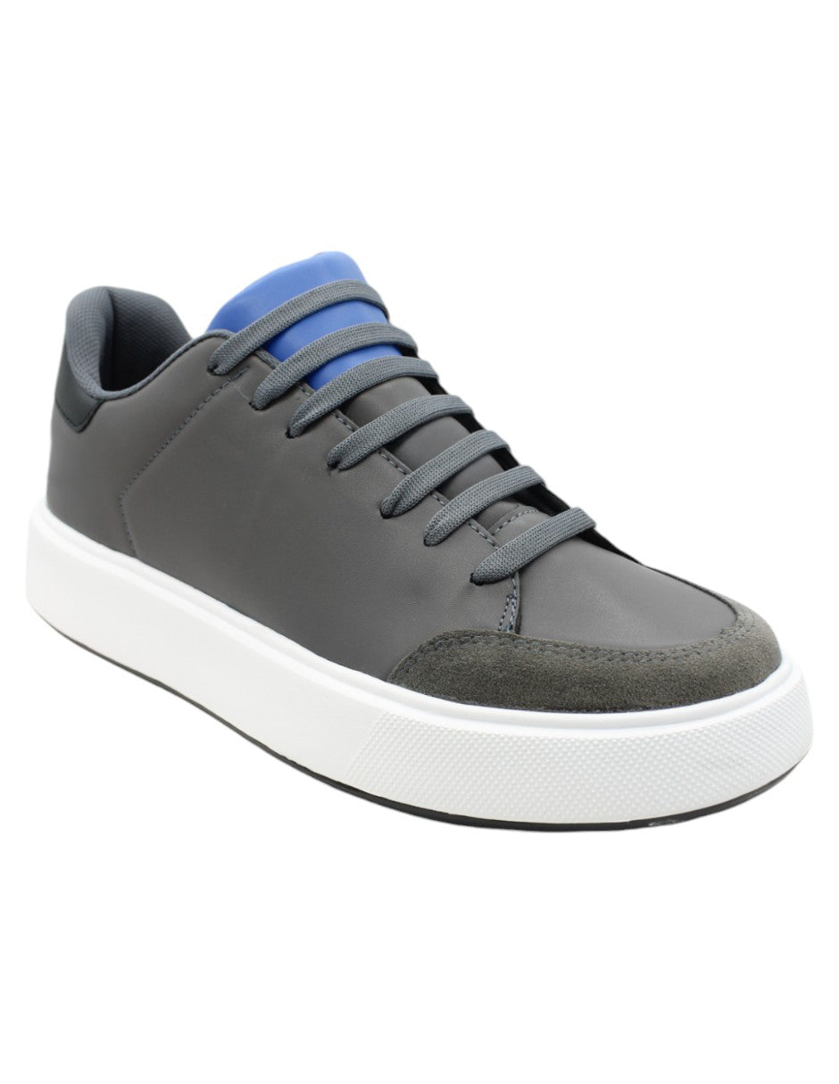 Tenis con cordones Exterior Piel vegana Color Gris Con Negro Para Hombre De RBCOLLECTION