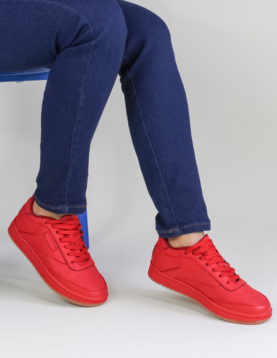 Tenis con cordones Ander en  Piel vegana - Rojo