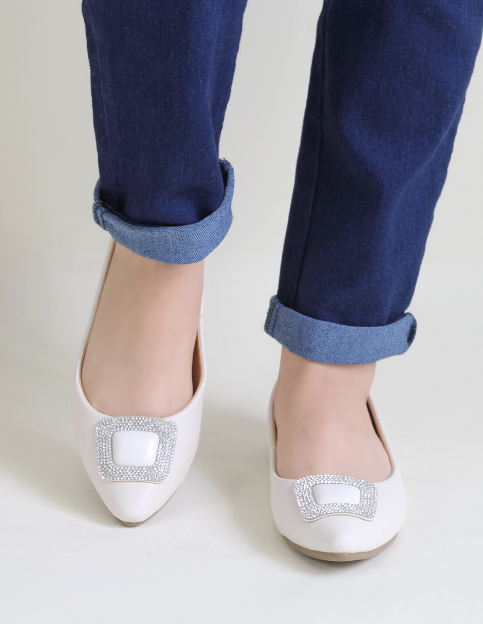 Flats puntales Classy en Piel vegana – Blanco