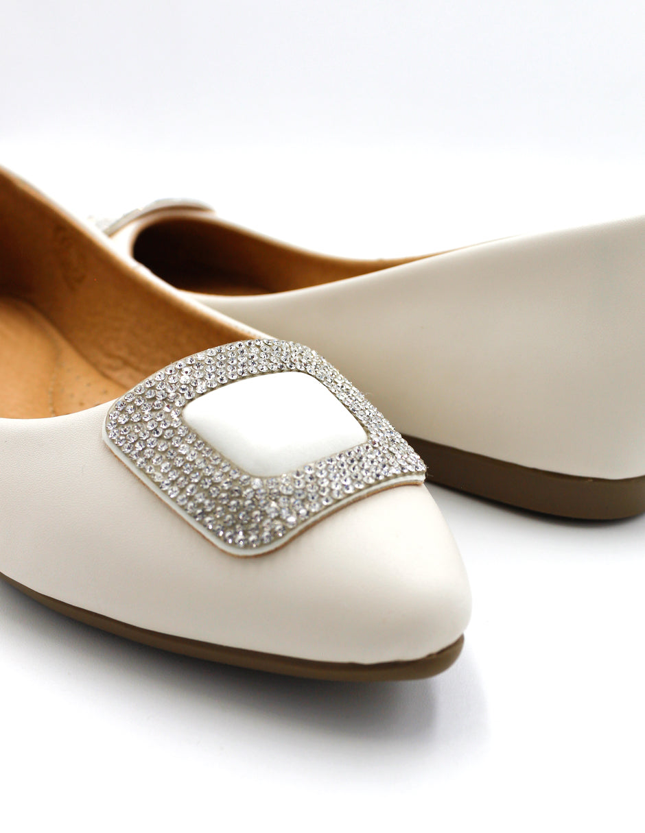 Flats puntales Classy en Piel vegana – Blanco