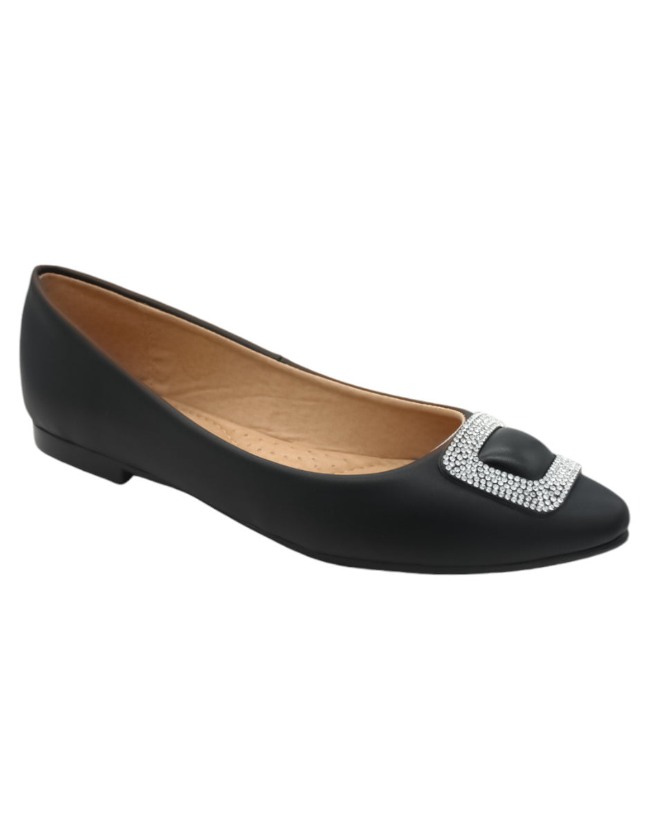 Flats puntales Exterior Piel vegana Color Negro Para Mujer De RBCOLLECTION