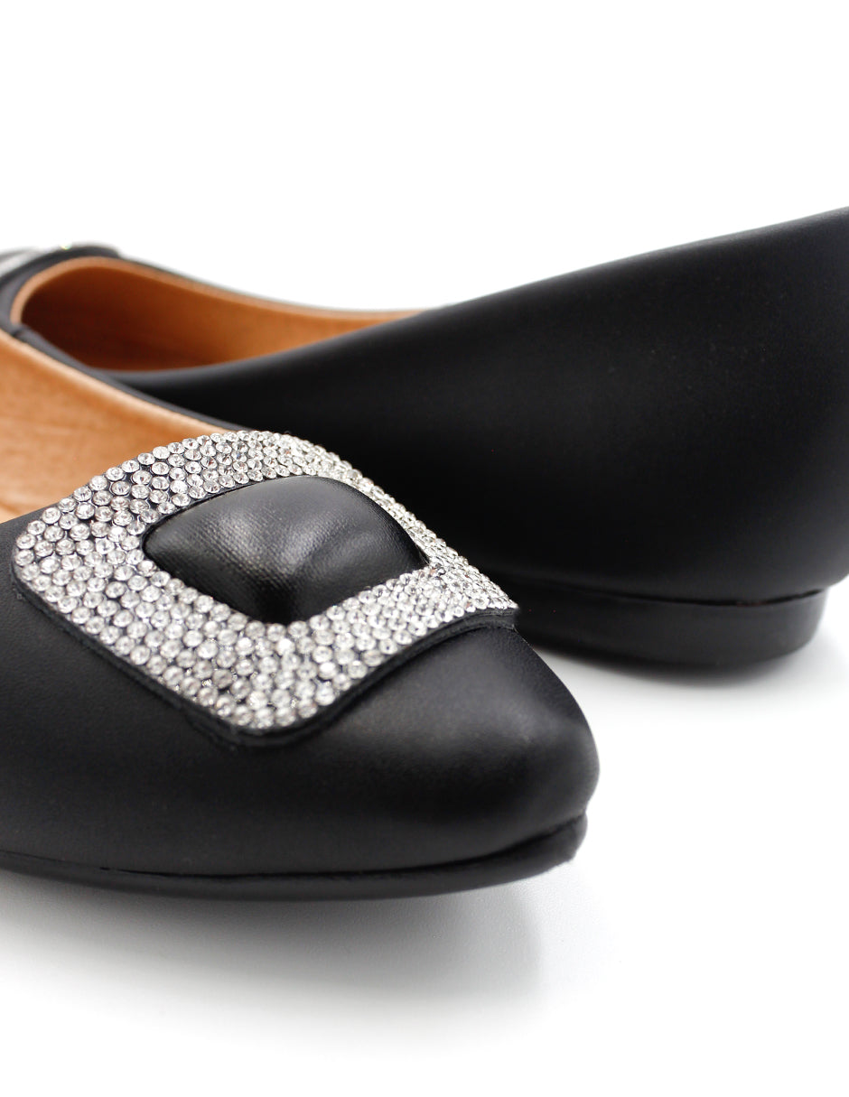 Flats puntales Classy en Piel vegana – Negro