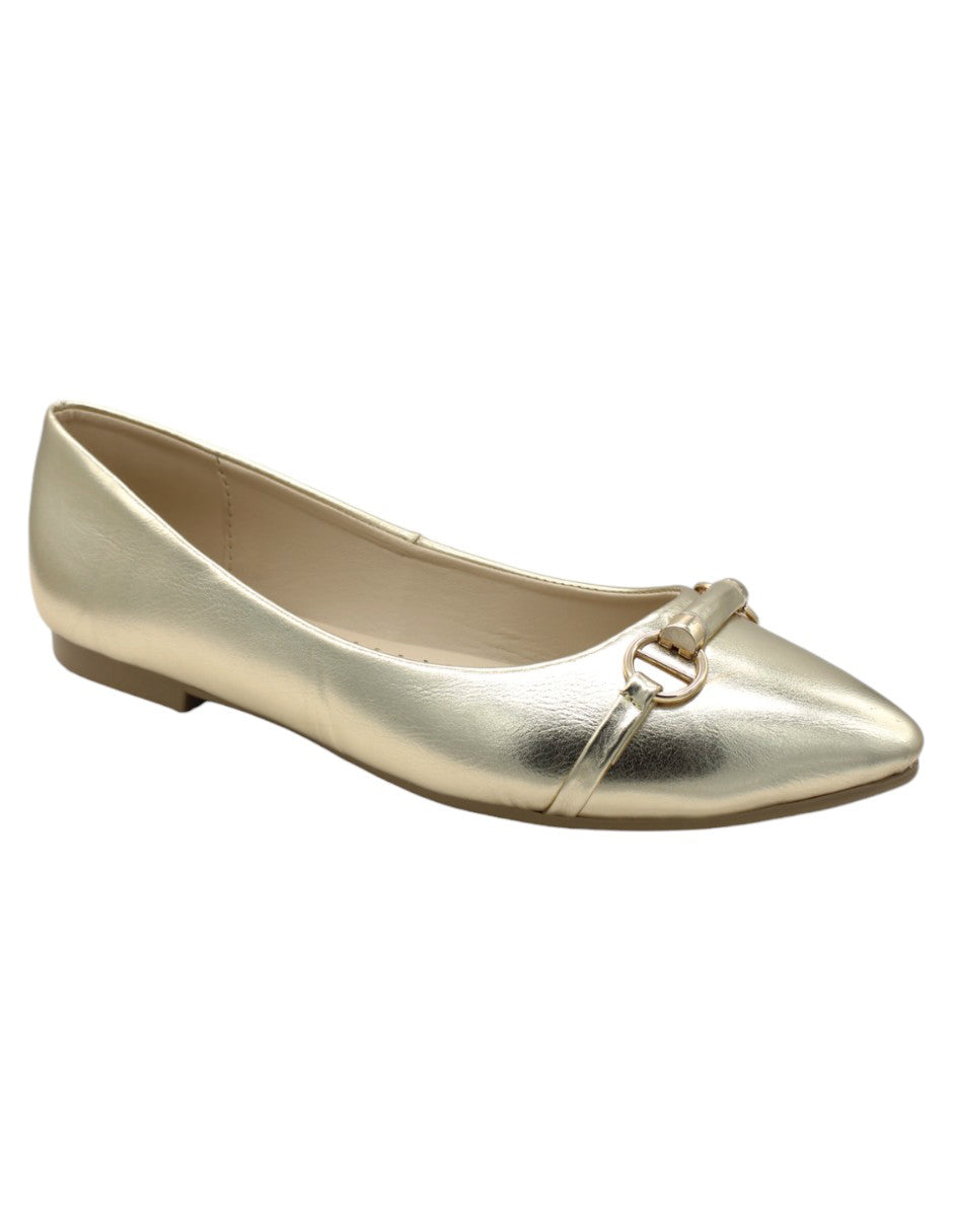 Flats puntales Exterior Piel vegana Color Oro Para Mujer De RBCOLLECTION