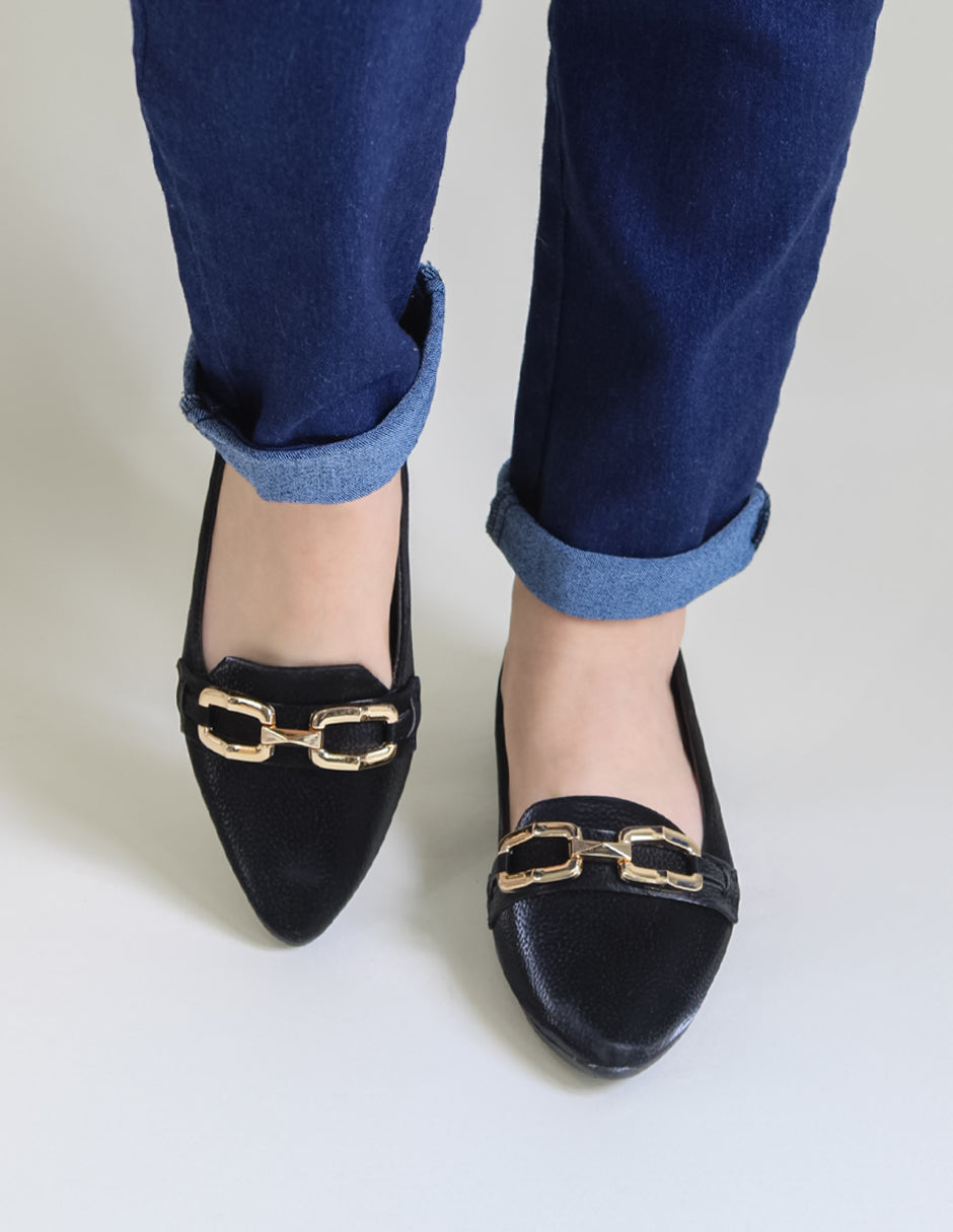 Flats puntales Classy en Piel vegana – Negro