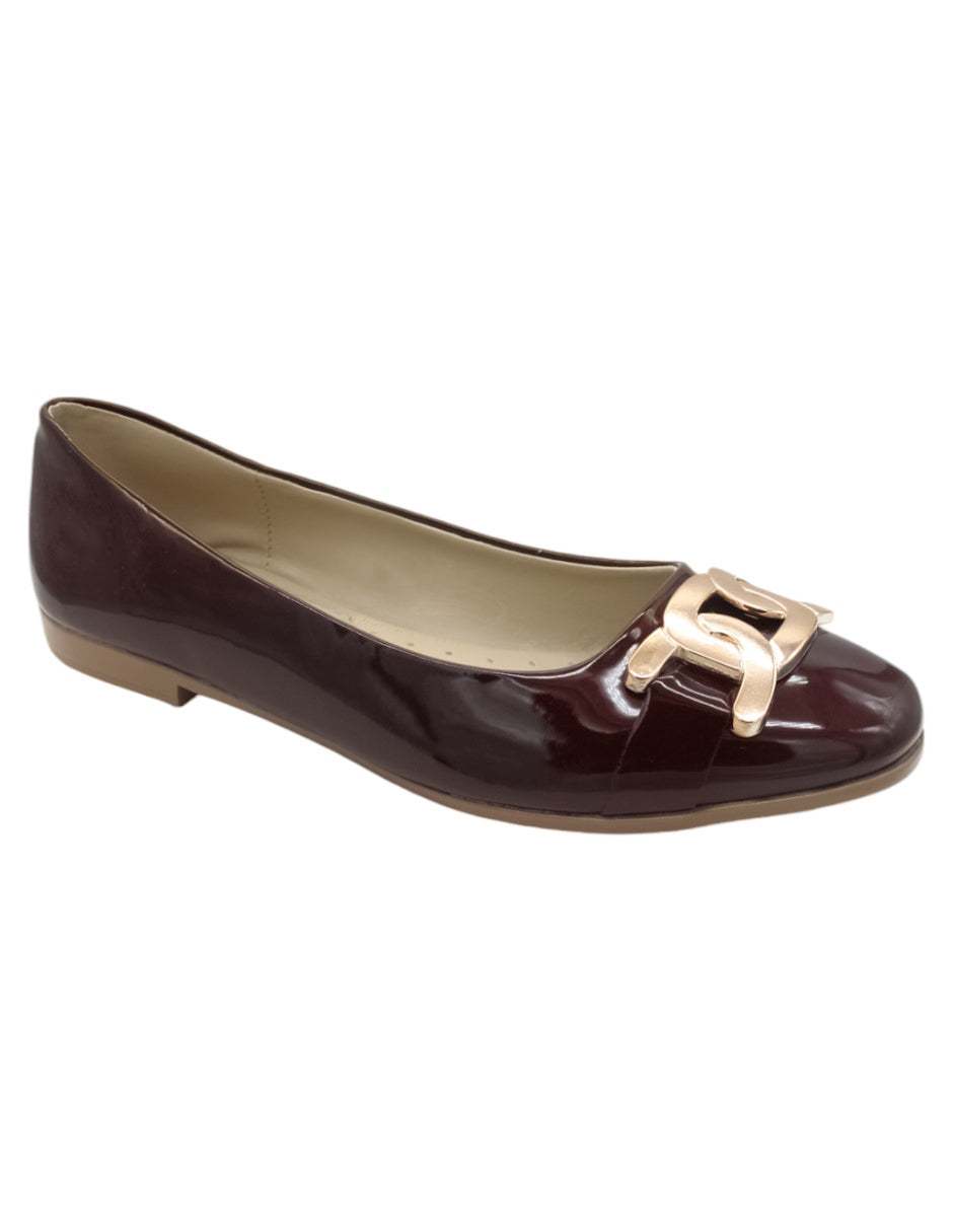 Flats clásicas Exterior Charol Color Vino Para Mujer De RBCOLLECTION