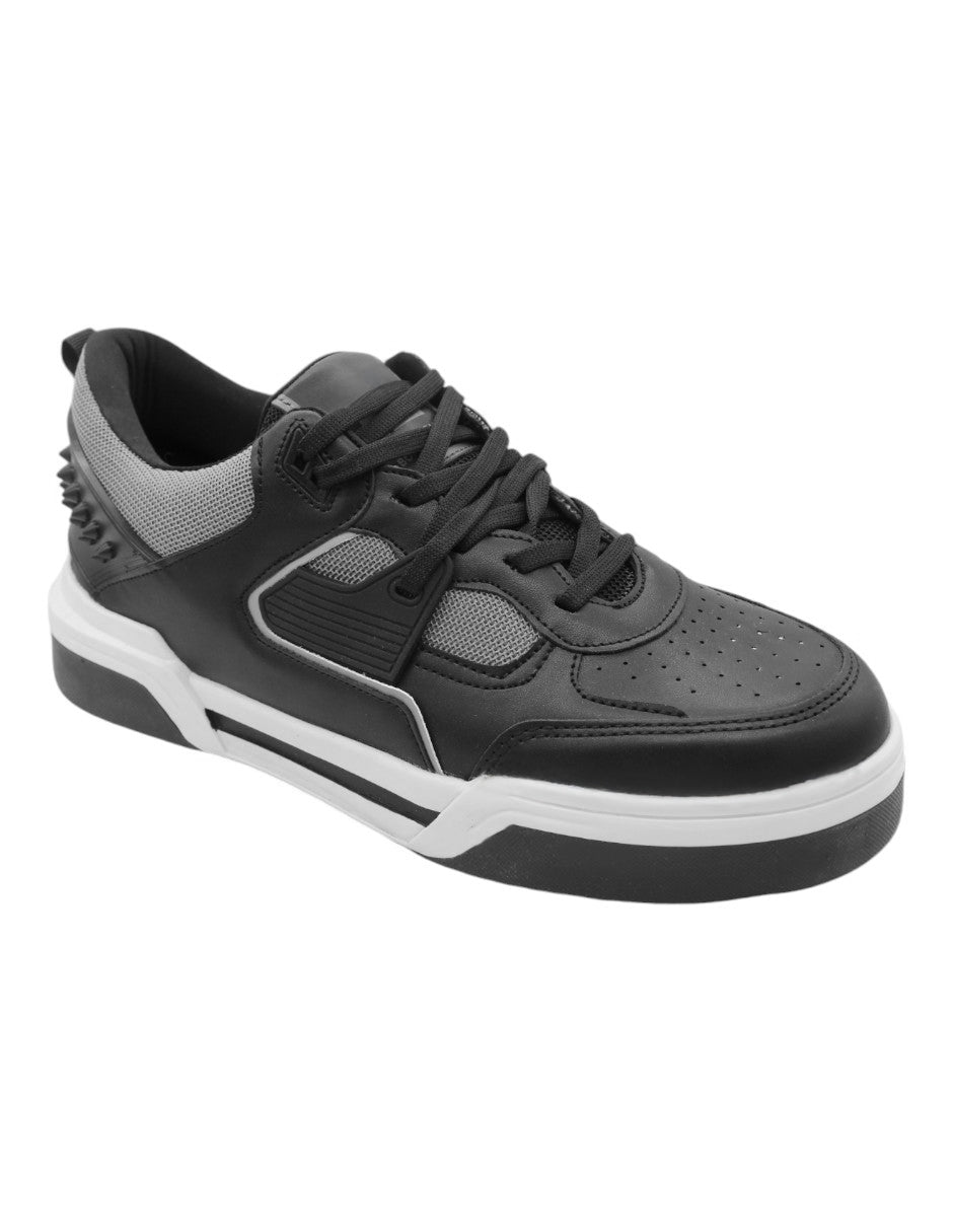 Tenis con cordones Exterior Piel vegana Color Negro Con Blanco Para Hombre De RBCOLLECTION