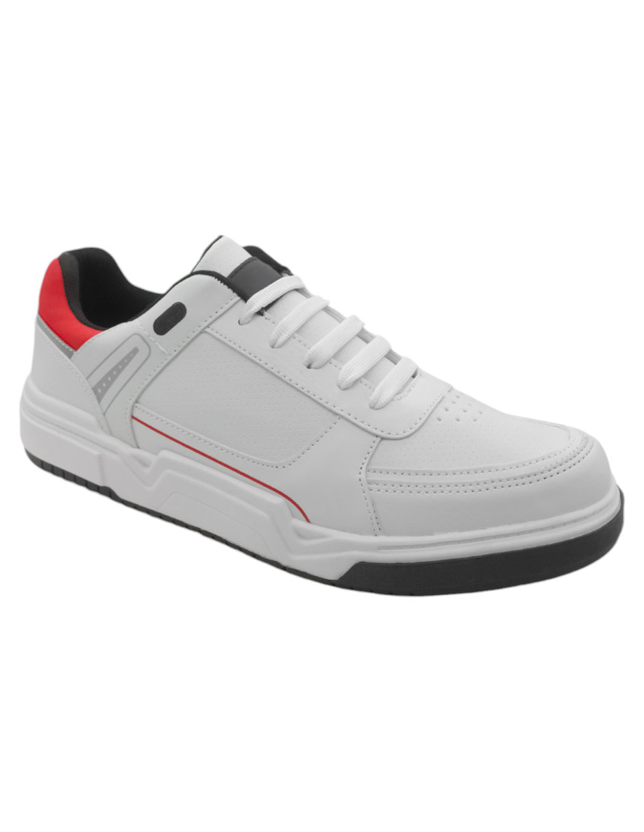 Tenis con cordones Exterior Piel vegana Color Blanco Con Rojo Para Hombre De RBBASICS