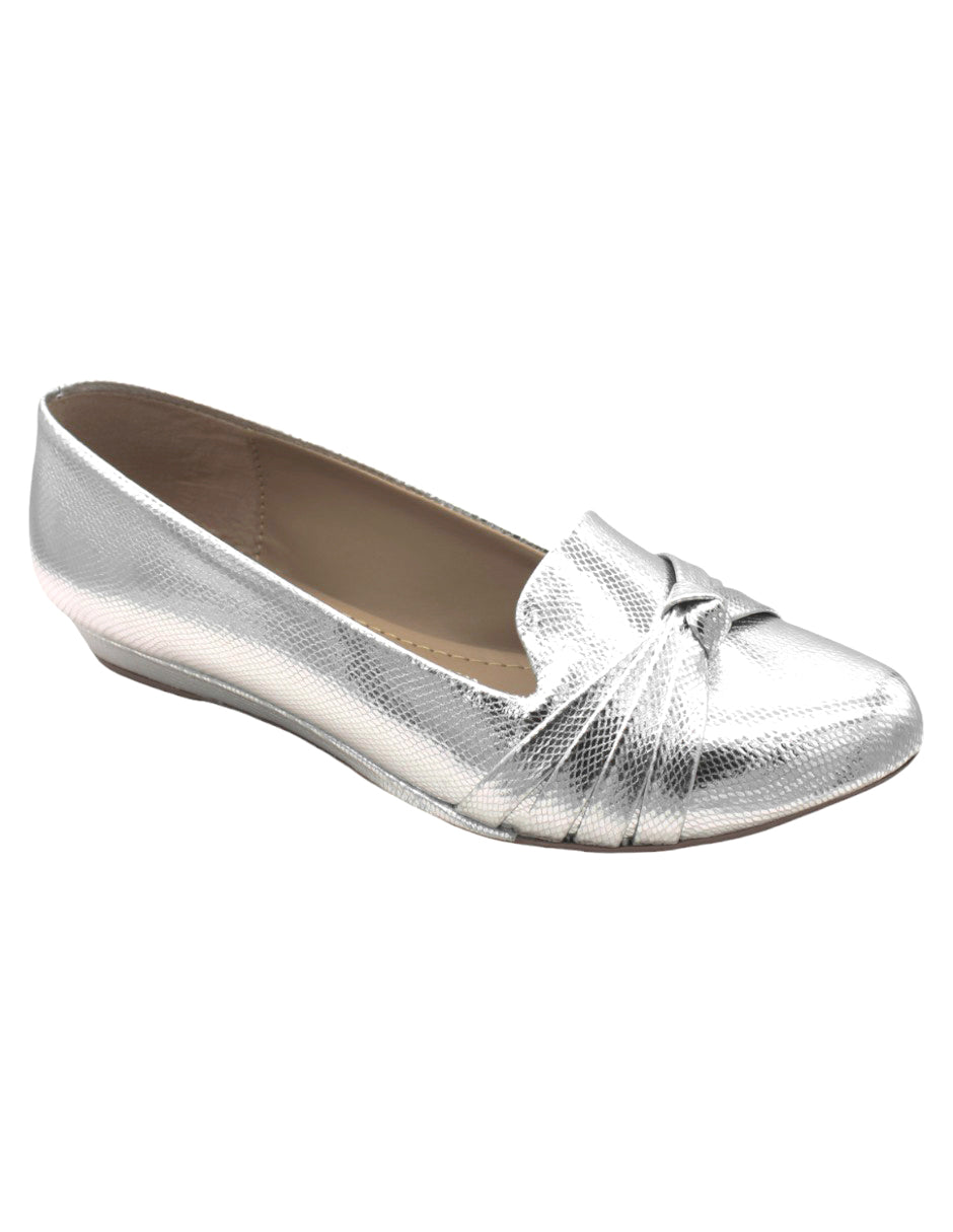 Flats puntales Exterior Piel vegana Color Plata Para Mujer De RBCOLLECTION