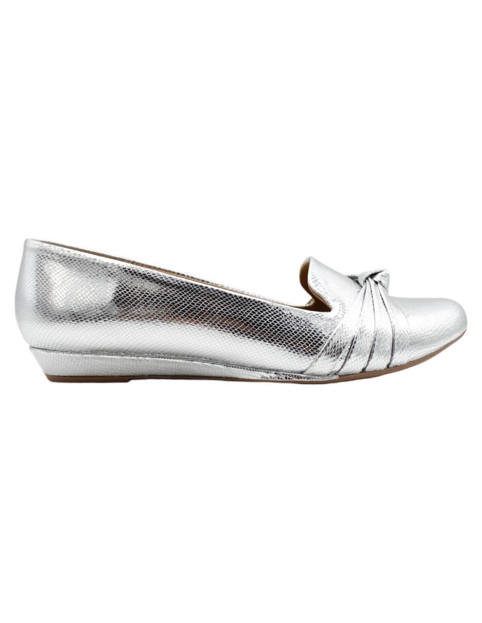 Flats puntales Glam en Piel vegana – Plata