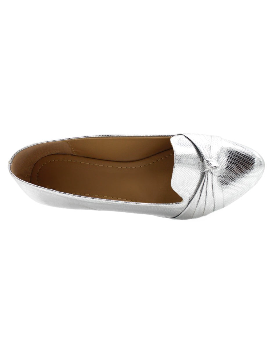 Flats puntales Glam en Piel vegana – Plata