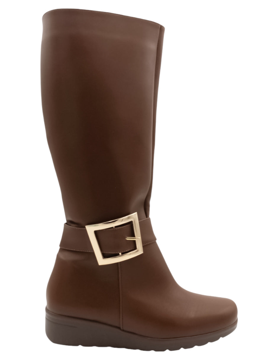 Botas altas Hillie en Piel vegana – Café