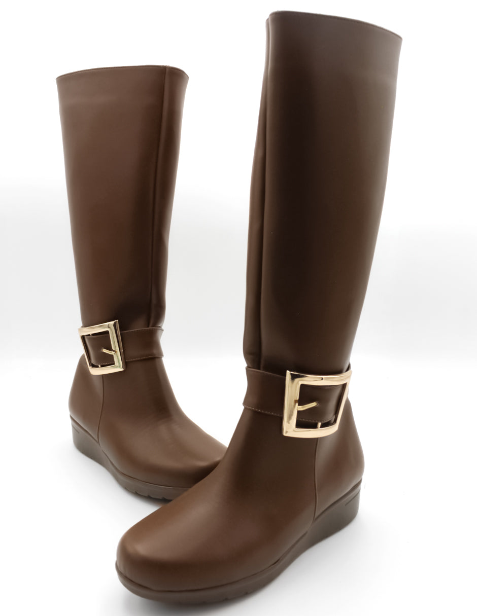 Botas altas Hillie en Piel vegana – Café