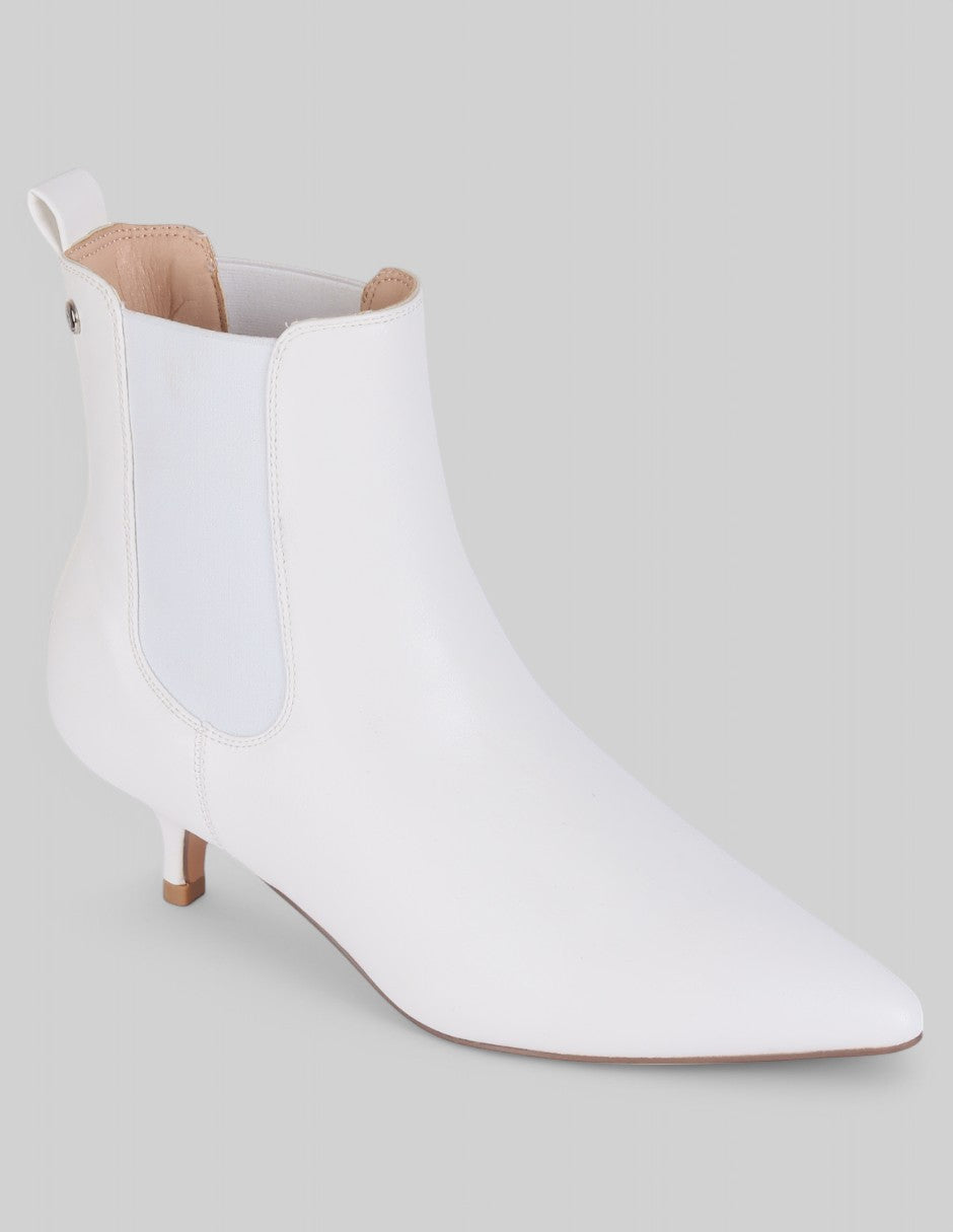 Botín con tacón Exterior Piel vegana Color Blanco Para Mujer De RBCOLLECTION
