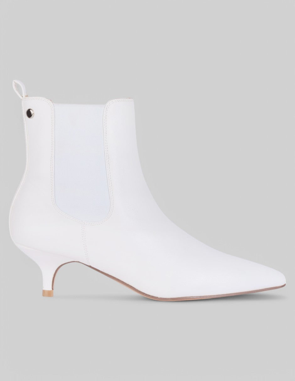 Botín con tacón Kitten en Piel vegana – Blanco