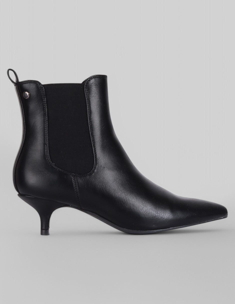 Botín con tacón Kitten en Piel vegana – Negro