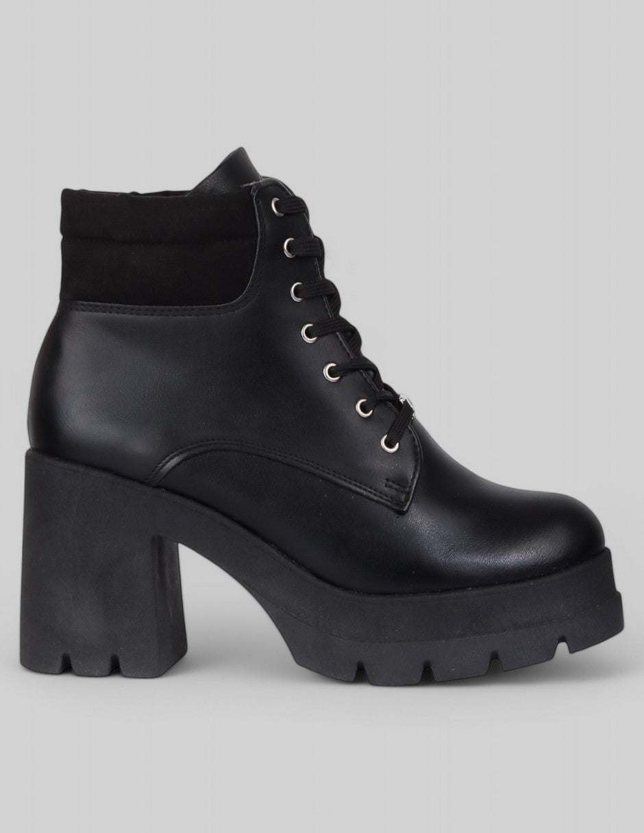 Botín con tacón Bike en Piel vegana – Negro