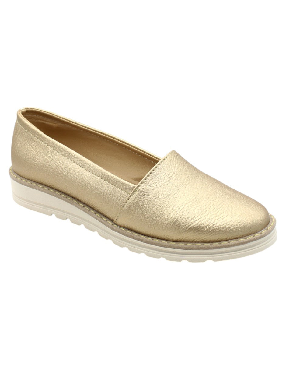 Mocasines Exterior Piel vegana Color Oro Para Mujer De RBCOLLECTION