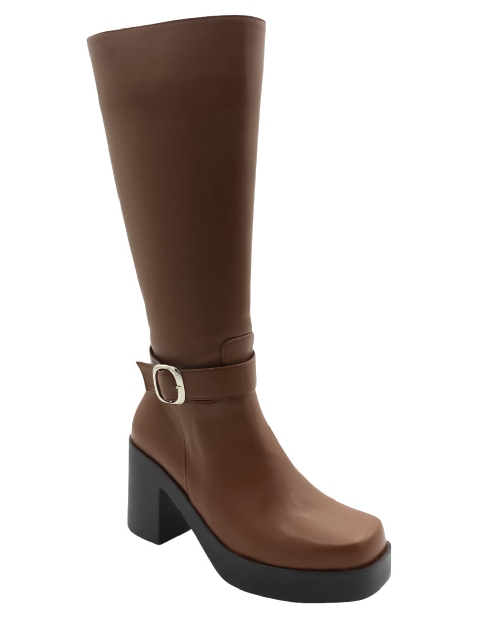 Botas altas Exterior Piel vegana Color Café Para Mujer De RBCOLLECTION
