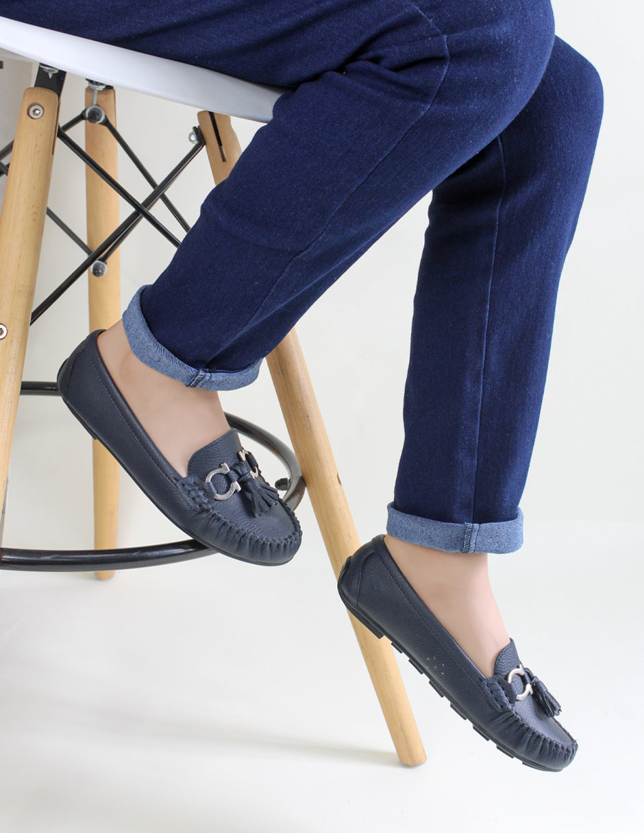 Mocasines Lane en Piel Color Azul