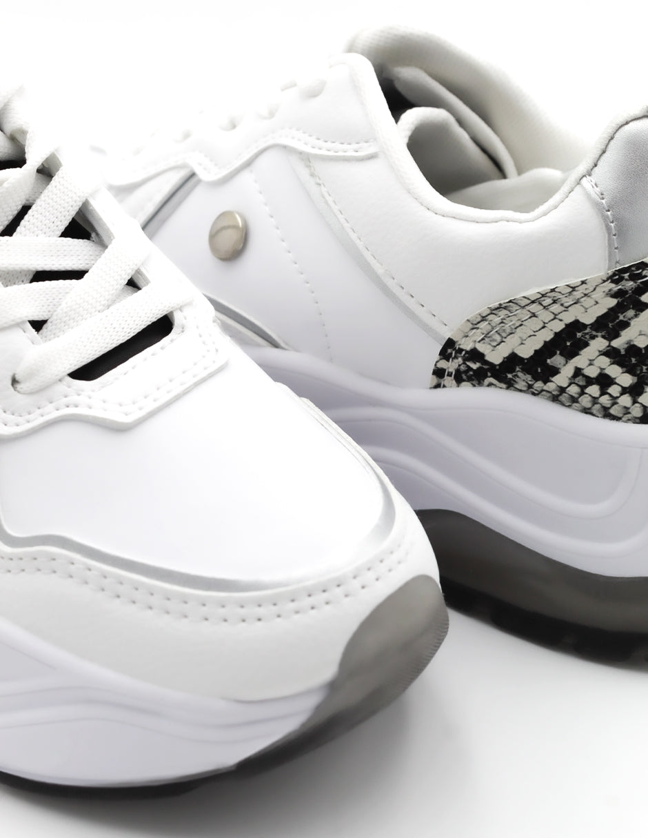 Tenis tipo deportivo  Chunck en Piel vegana – Blanco